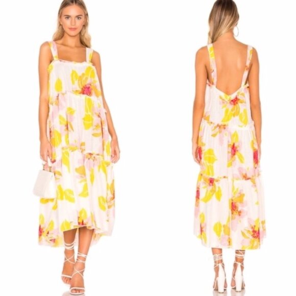 Free People Moonshine Midi Dress Neutral Dress NEW FLAW - Picture 3 of 8
